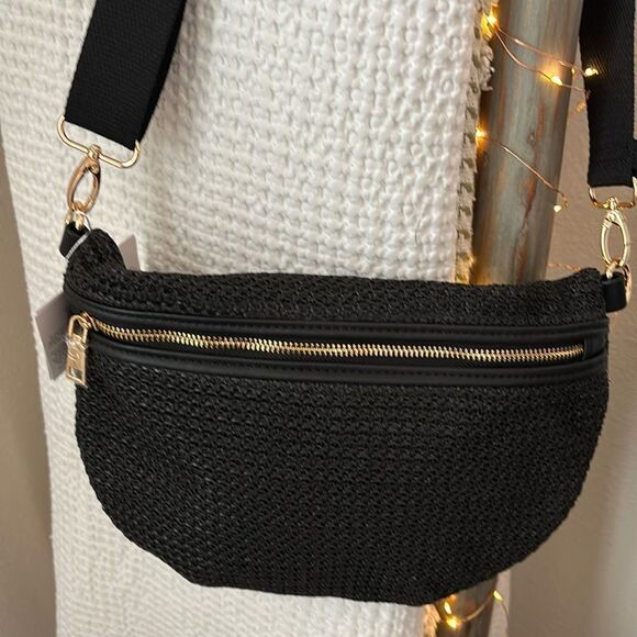Pretty Simple Rachel Rafia Bum Bag/Black - Picture 6 of 8